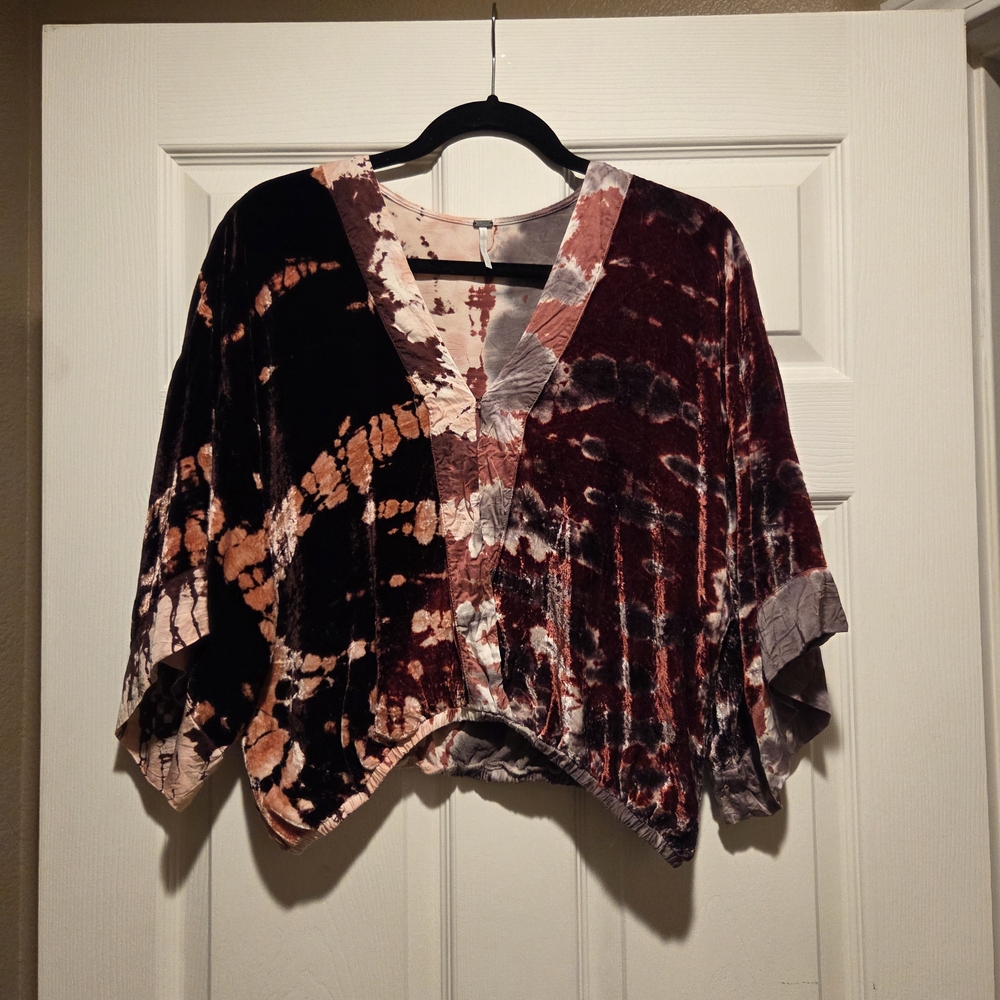 Young Fabulous & Broke Tie-Dye Velvet Top - Burgundy and Pink